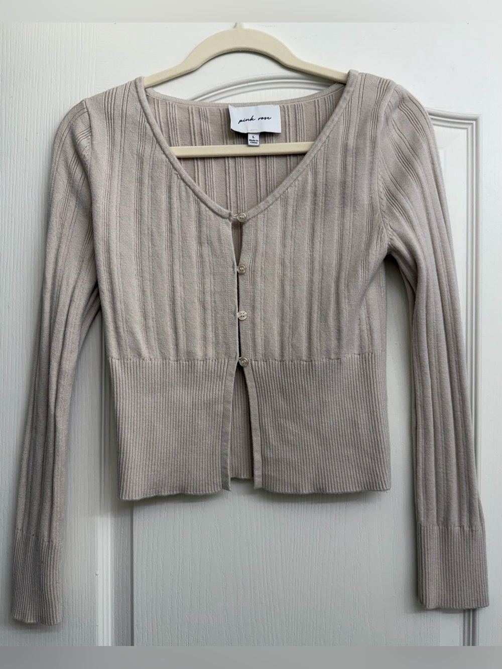 Ribbed V-Neck Cardigan